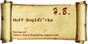 Hoff Boglárka névjegykártya